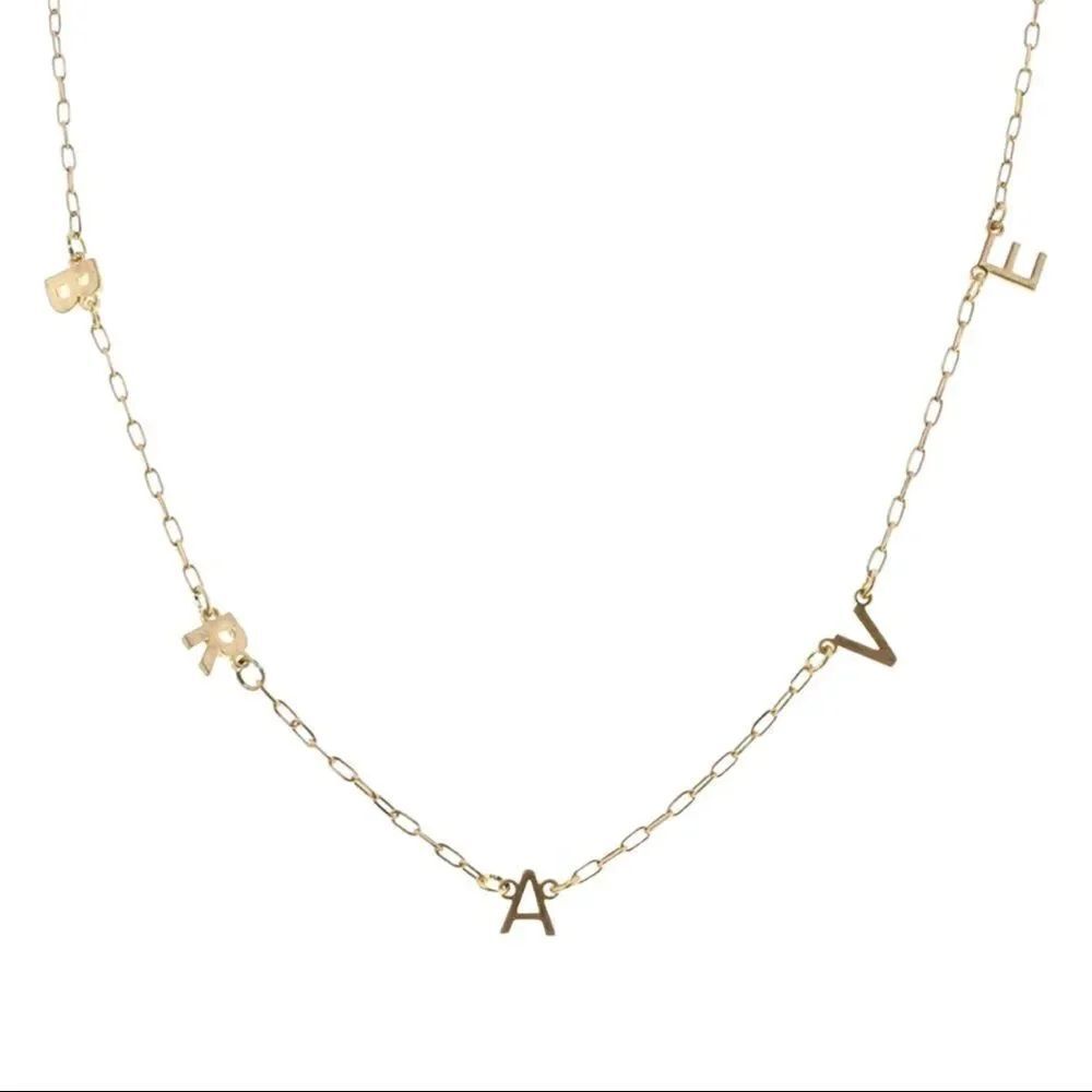 Jane Marie 16" Gold Brave Letter Station, Gold Chain Necklace, NWT
